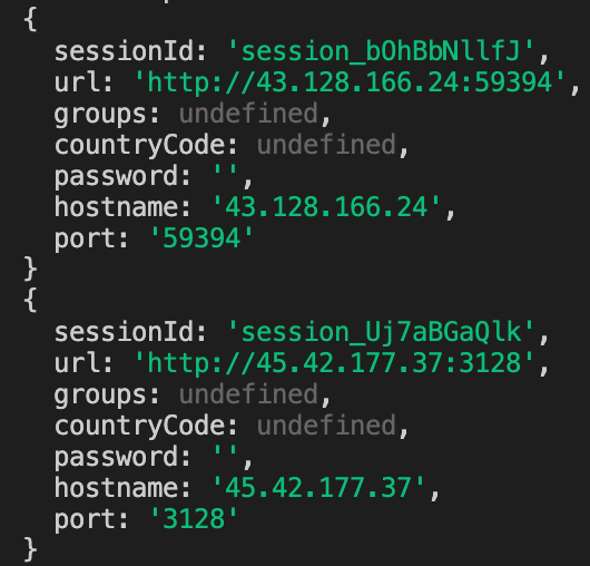 proxyInfo being logged by the scraper